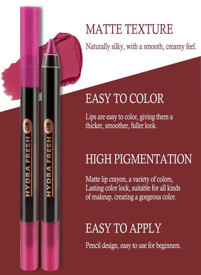 Boobeen Matte Lip Crayon Lipstik Pencil Velvety Creamy Matte Lip Liner Full Coverage High Pigment Waterproof Long Lasting Lipstick for Women, Matte Lip Color with Smooth (#08) - Image 4